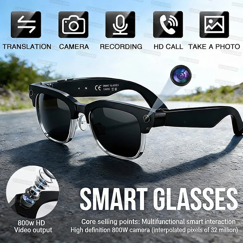 AI Smart Glasses with Video Recording & Bluetooth Audio