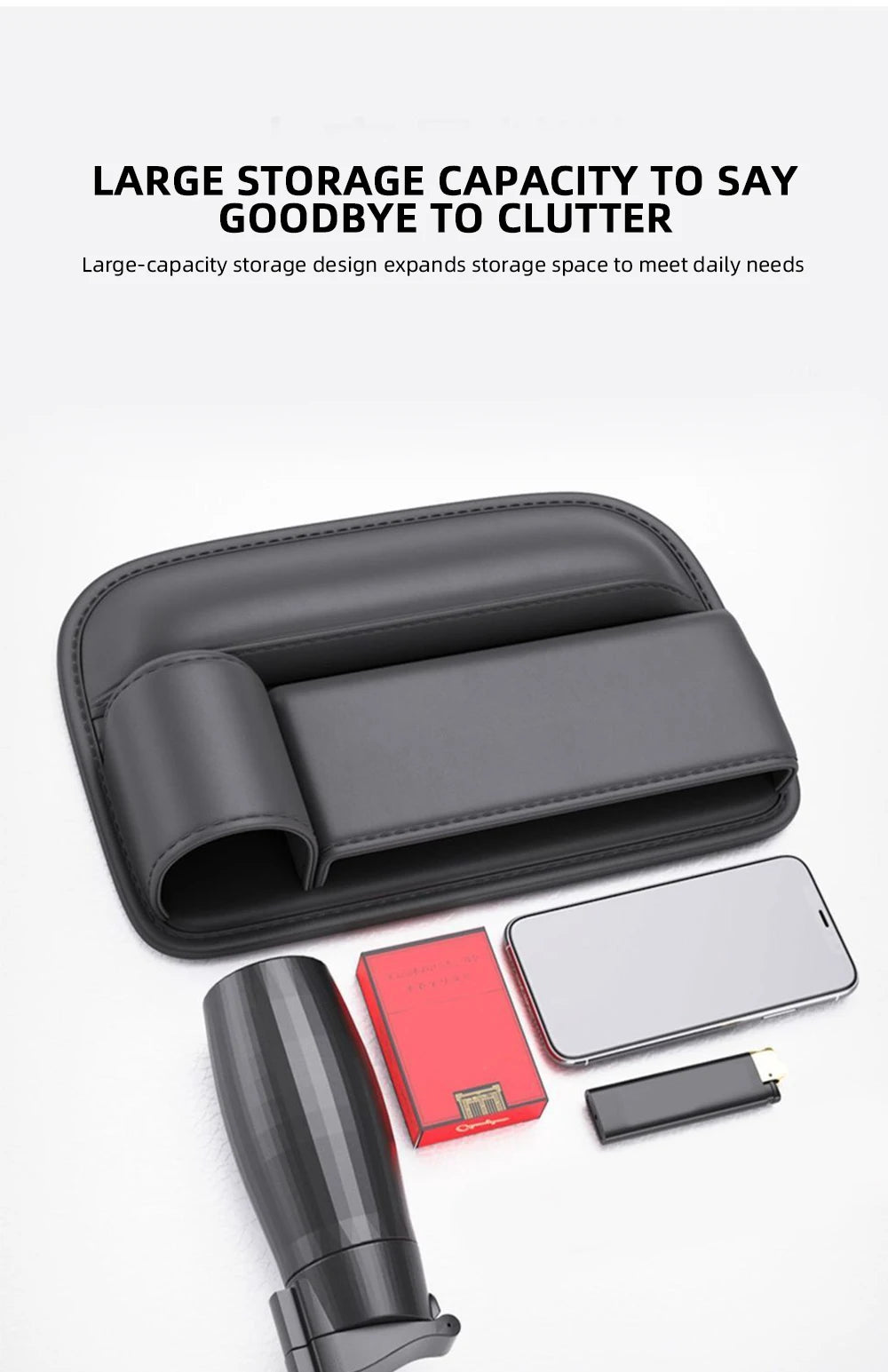 Universal Leather Car Seat Gap Organizer with Cup Holder