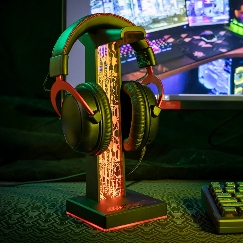 RGB Gaming Headphone Stand with 10 Light Modes & USB / 3.5mm Ports