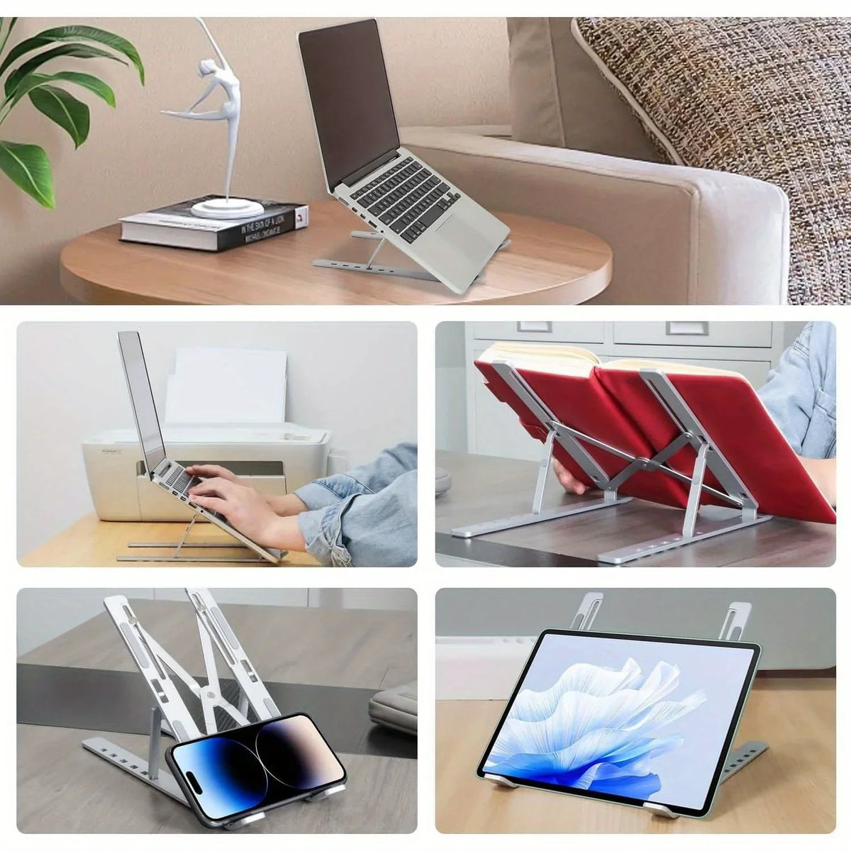 Adjustable Aluminum Laptop Stand – Foldable Cooling Dock for 8–16" Laptops