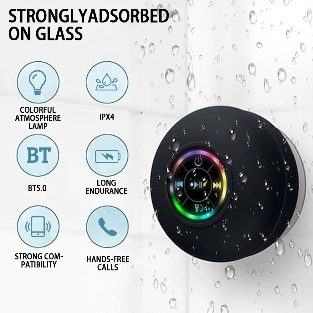 Waterproof Suction Cup LED Shower Speaker