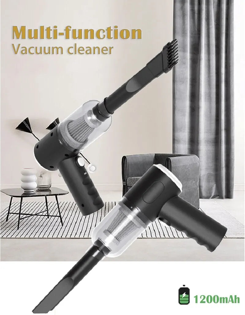 Portable 2-in-1 Wireless Car Vacuum Cleaner – Blow & Suction (1200mAh)