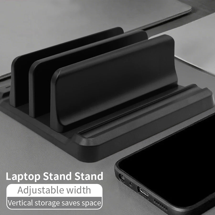Adjustable Vertical Laptop Stand – Plastic Desktop Dock & Saver for MacBook, Tablet & Phone