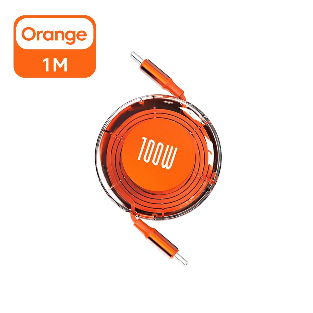 1 Meter 100W Retractable USB-C Fast Charging Cable