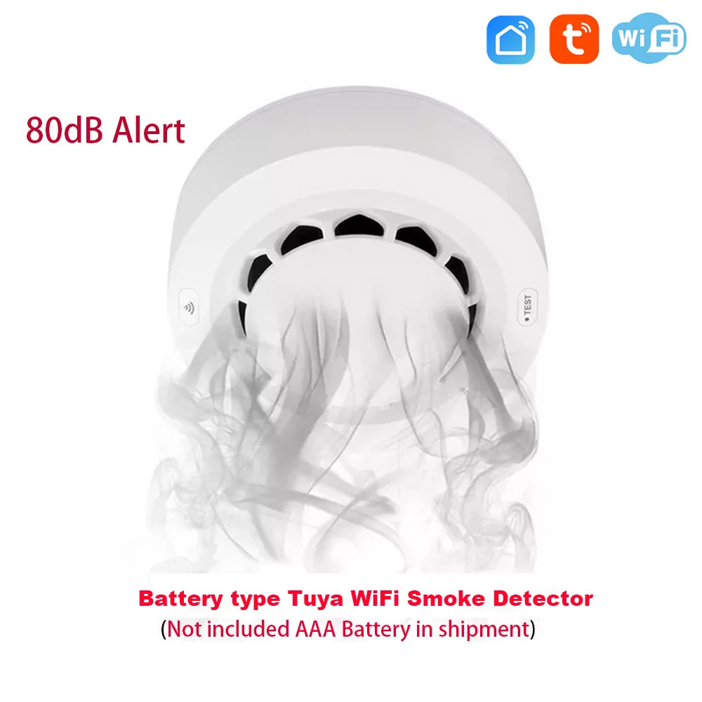 Tuya Smart Smoke Detector – WiFi/Zigbee Fire Alarm & App Alerts