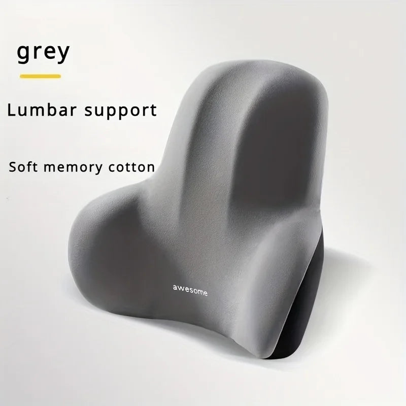 2-in-1 Memory Foam Seat Cushion & Lumbar Support Set (Grey & Black)