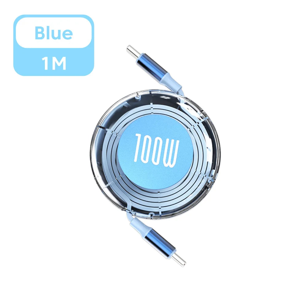 1 Meter 100W Retractable USB-C Fast Charging Cable