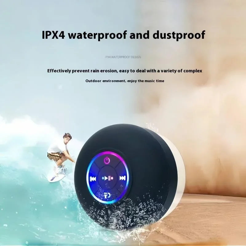 Portable Waterproof Bluetooth Speaker with LED Light & Suction Cup