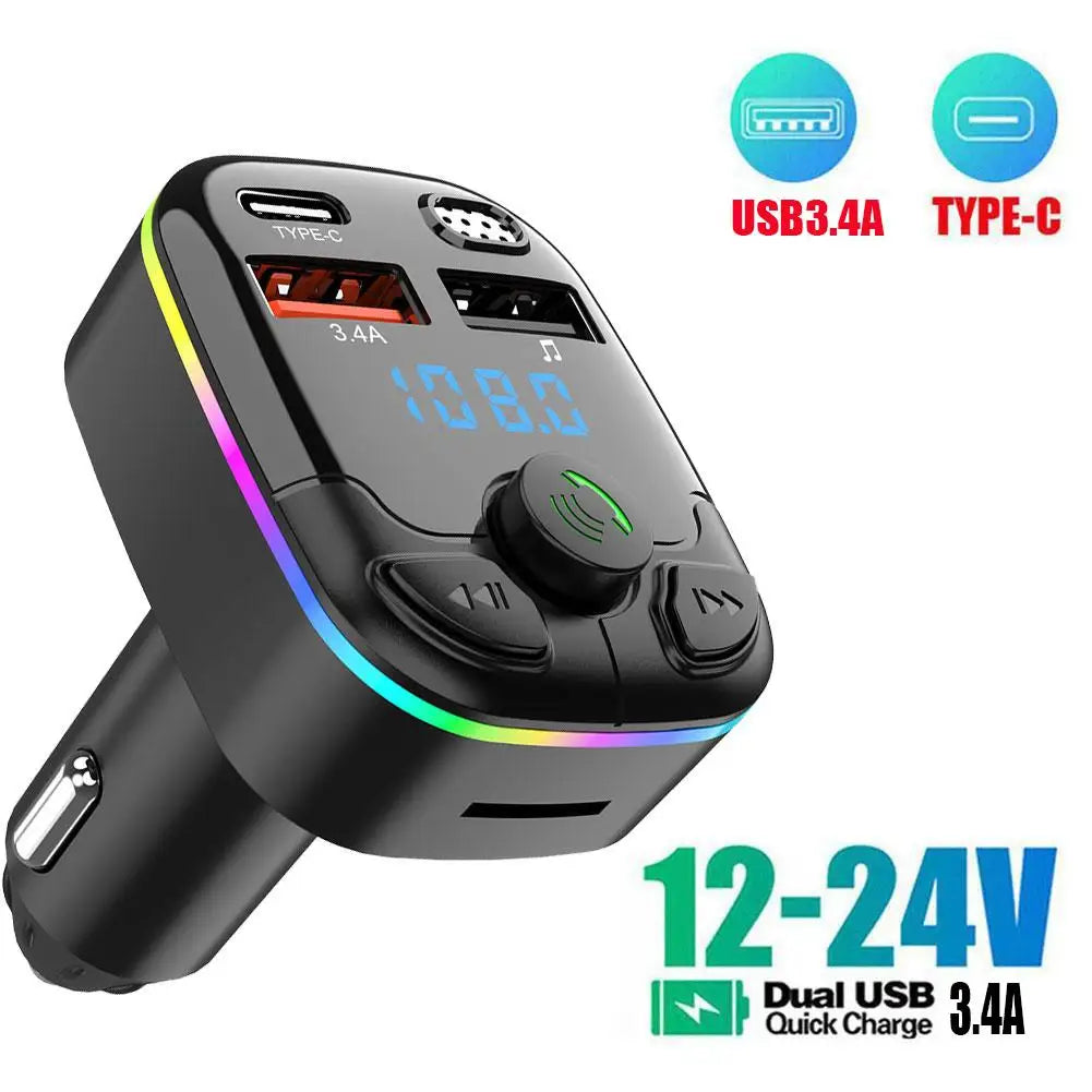 Bluetooth 5.0 Car FM Transmitter & Fast Charger