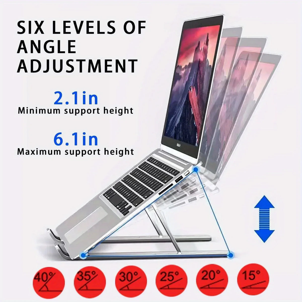 Adjustable Aluminum Laptop Stand – Foldable Cooling Dock for 8–16" Laptops