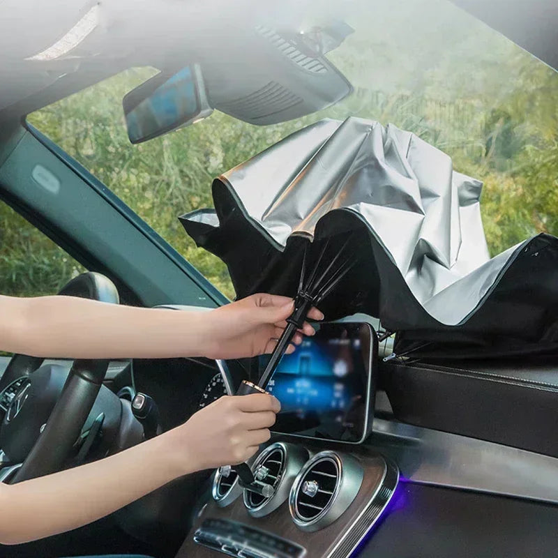Retractable Car Windshield Sunshade – Foldable UV Protection