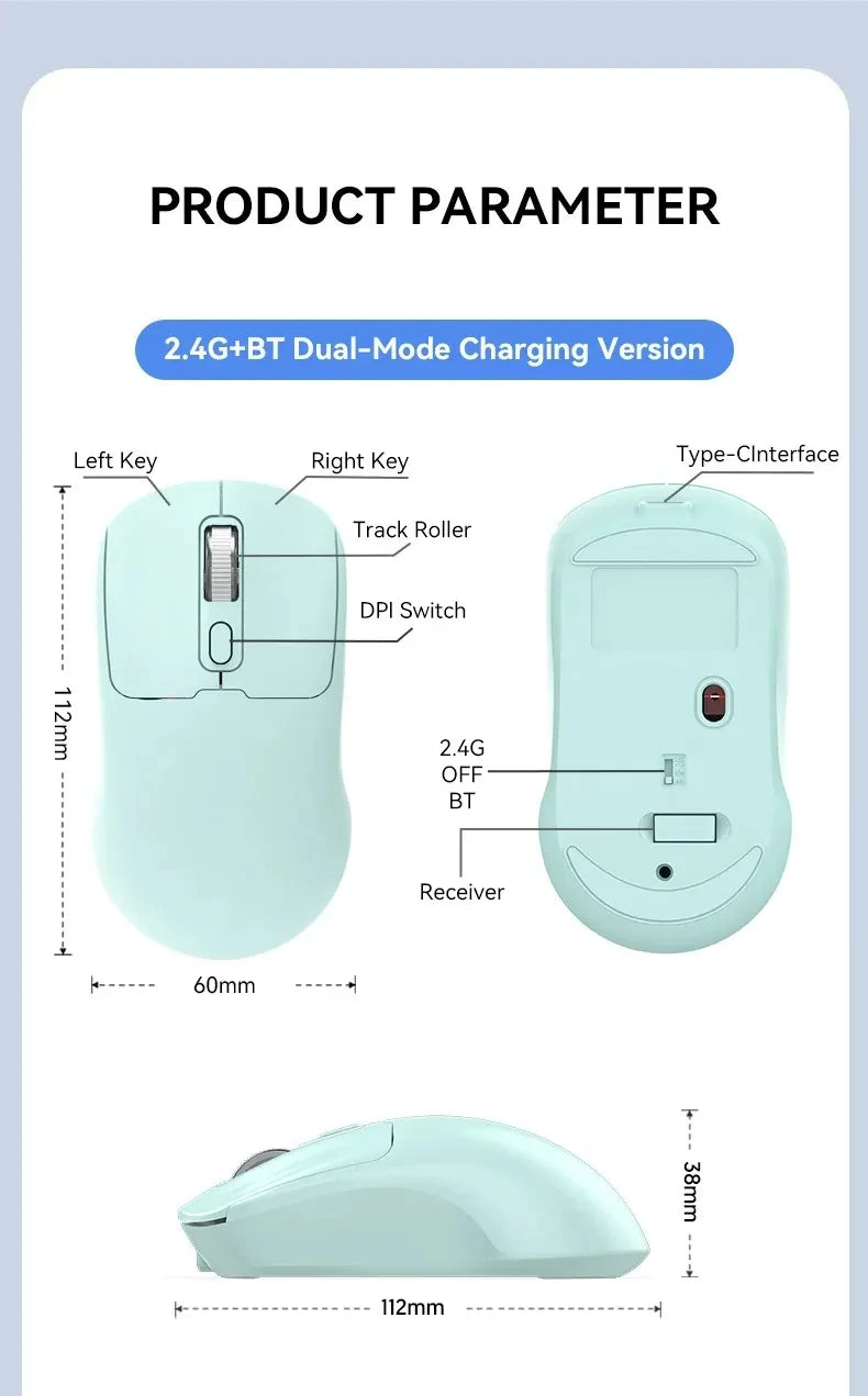 Rechargeable Ergonomic Wireless & Bluetooth 5.4 Mouse