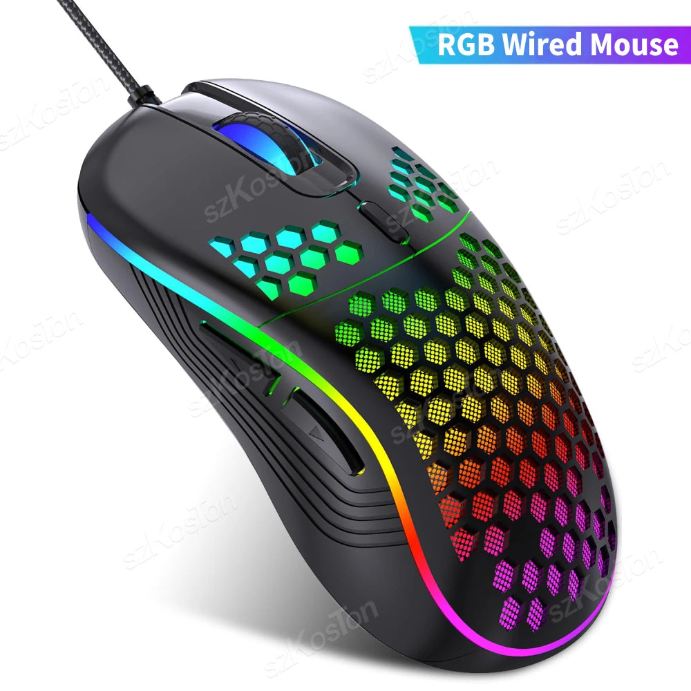 Honeycomb Wired RGB Gaming Mouse – 7200 DPI Ergonomic Design