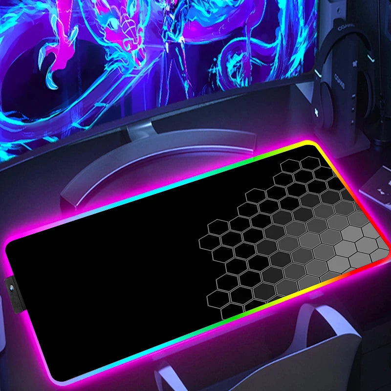 RGB Extended Hexagon Gaming Mouse Pad – Non-Slip Desk Mat