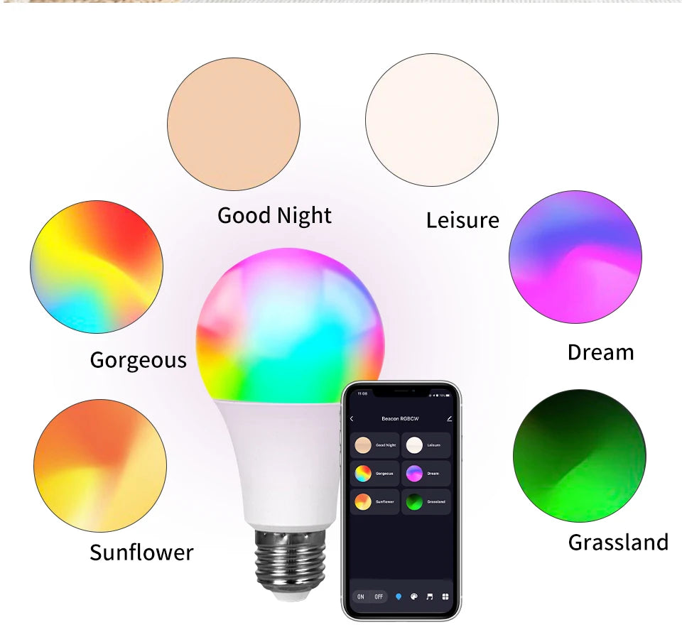 Tuya Smart E27 RGB LED Bulb – App Control & Dimmable