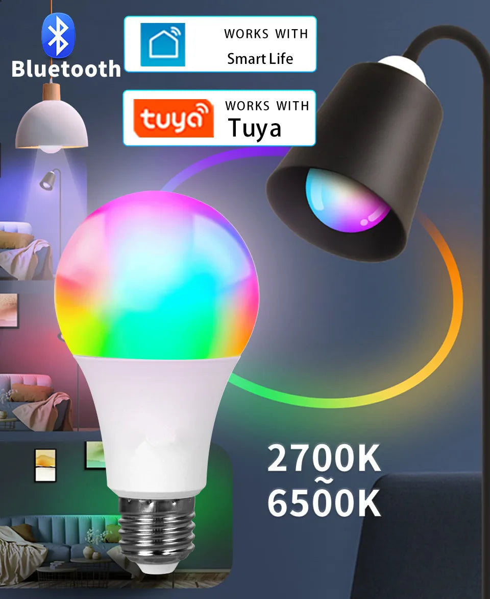 Tuya Smart E27 RGB LED Bulb – App Control & Dimmable