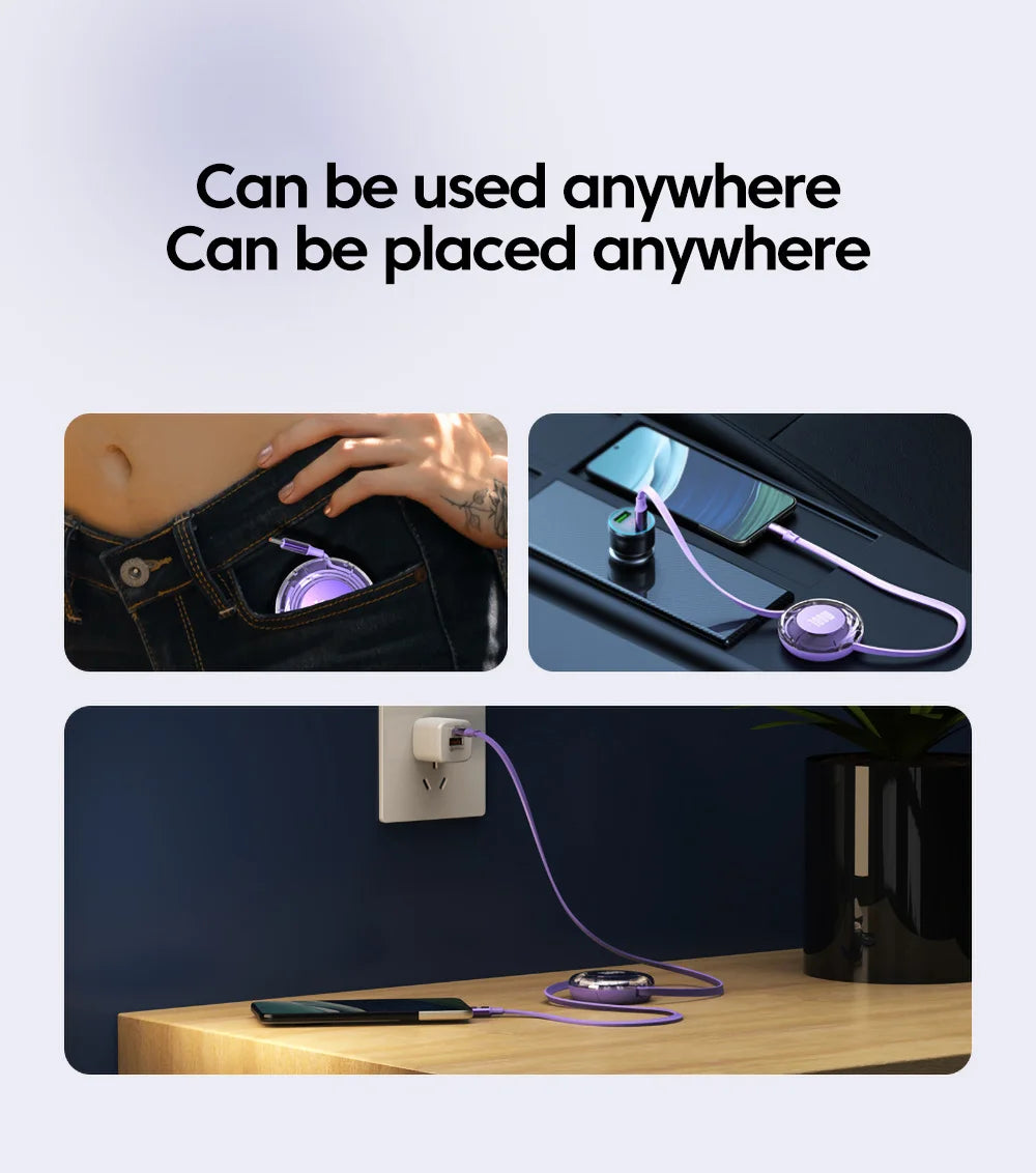 1 Meter 100W Retractable USB-C Fast Charging Cable