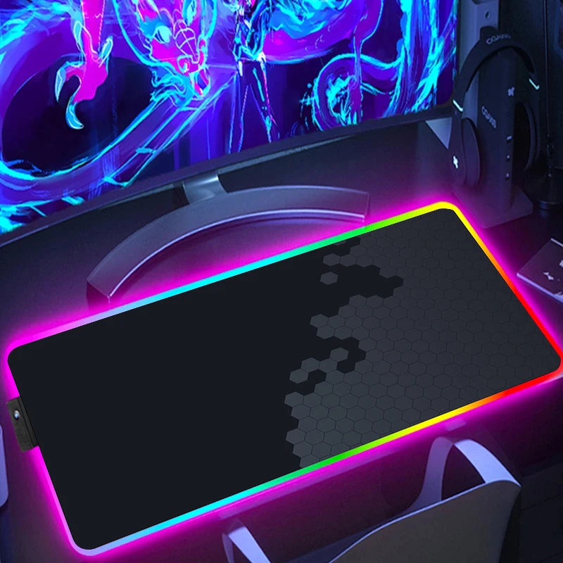 RGB Extended Hexagon Gaming Mouse Pad – Non-Slip Desk Mat