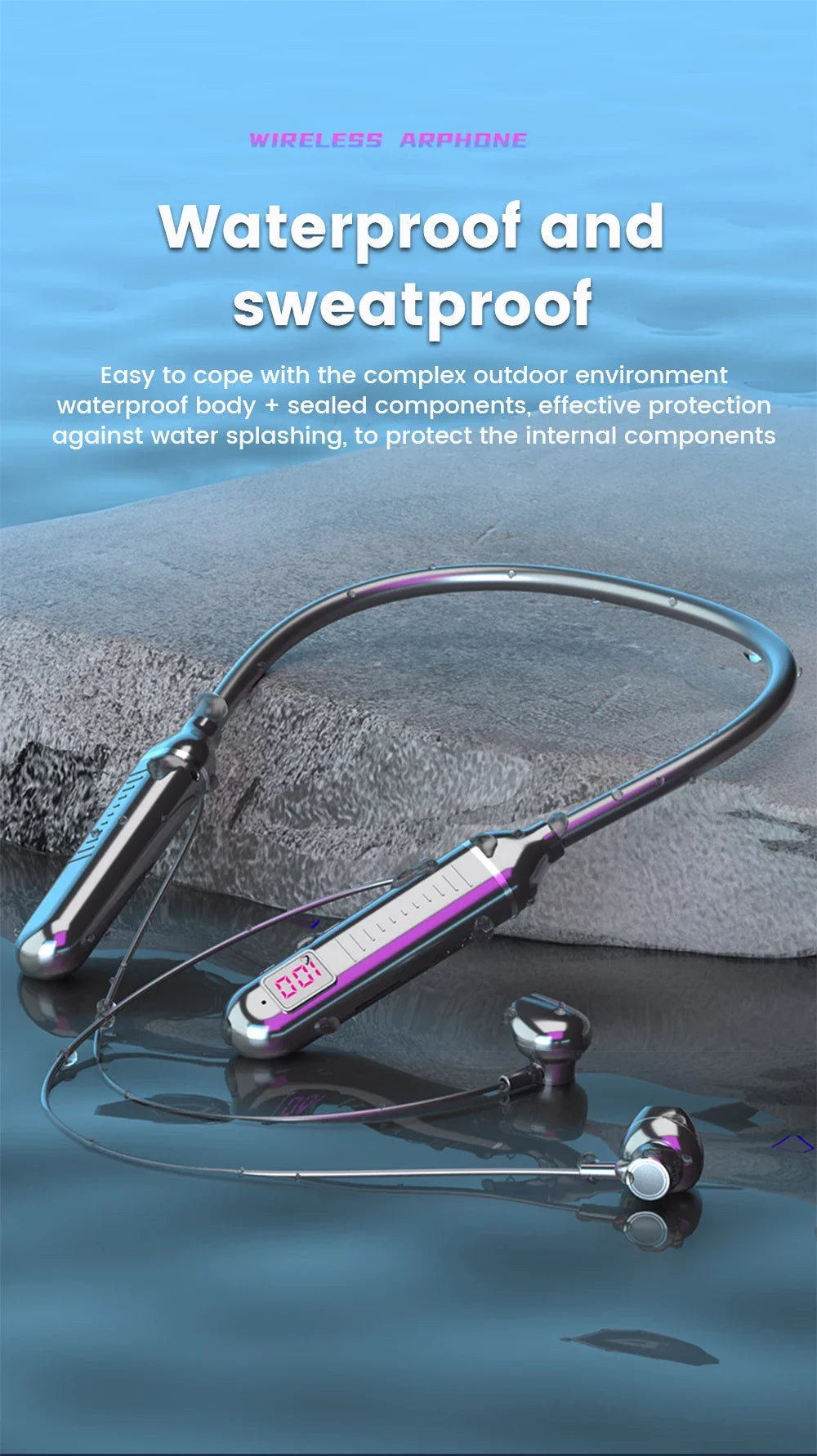 Pro-Sport Wireless LED Neckband Headphones