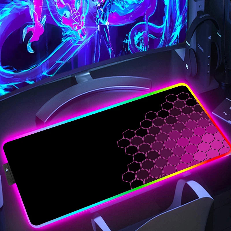 RGB Extended Hexagon Gaming Mouse Pad – Non-Slip Desk Mat