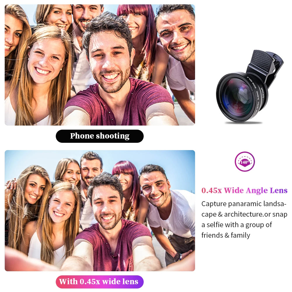 2-in-1 Professional Universal Phone Camera Lens – 0.45X Super Wide Angle & Macro HD
