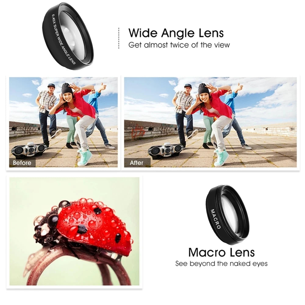 2-in-1 Professional Universal Phone Camera Lens – 0.45X Super Wide Angle & Macro HD