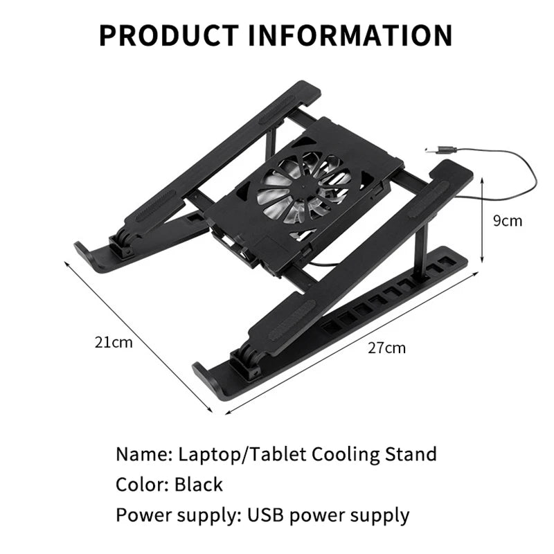 Foldable Laptop Cooling Pad Stand with Fan – Portable & Adjustable